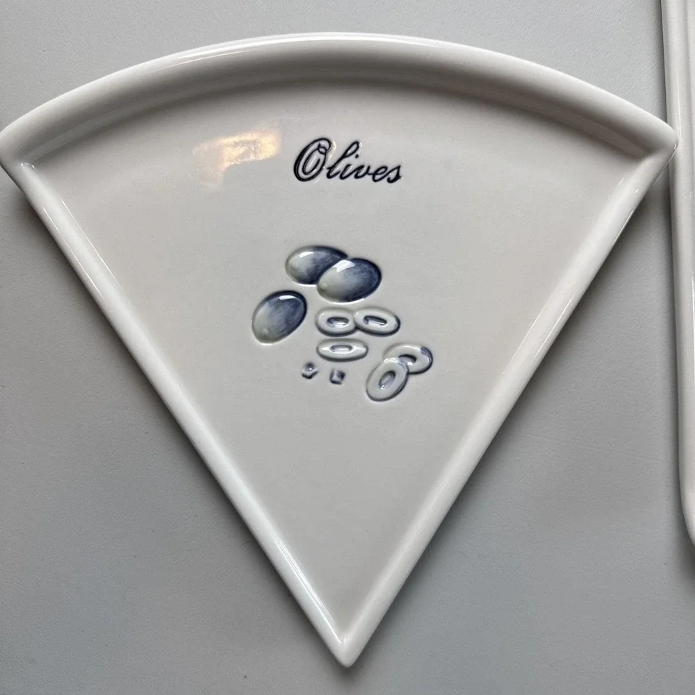 VTG Pottery Barn Pizza Buono Stoneware Triangle Pizza Slice Plates X6 w/Box READ
